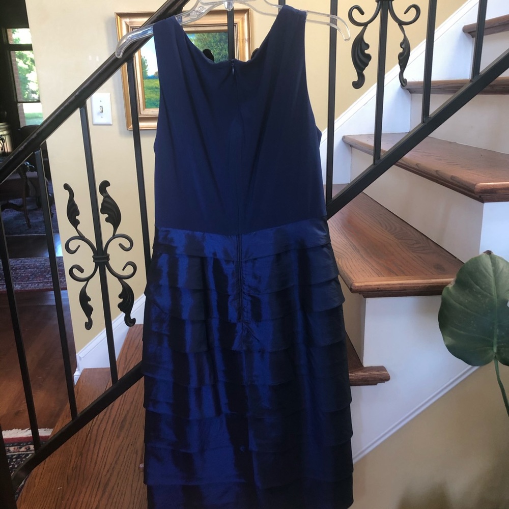 Royal Blue V-Neck Ruffled Cocktail Dress - Picture 4 of 5